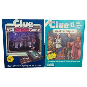 SET Vintage Clue / Clue 2 VCR Mystery Games Parker Brothers 1985 100% BETA+VHS!